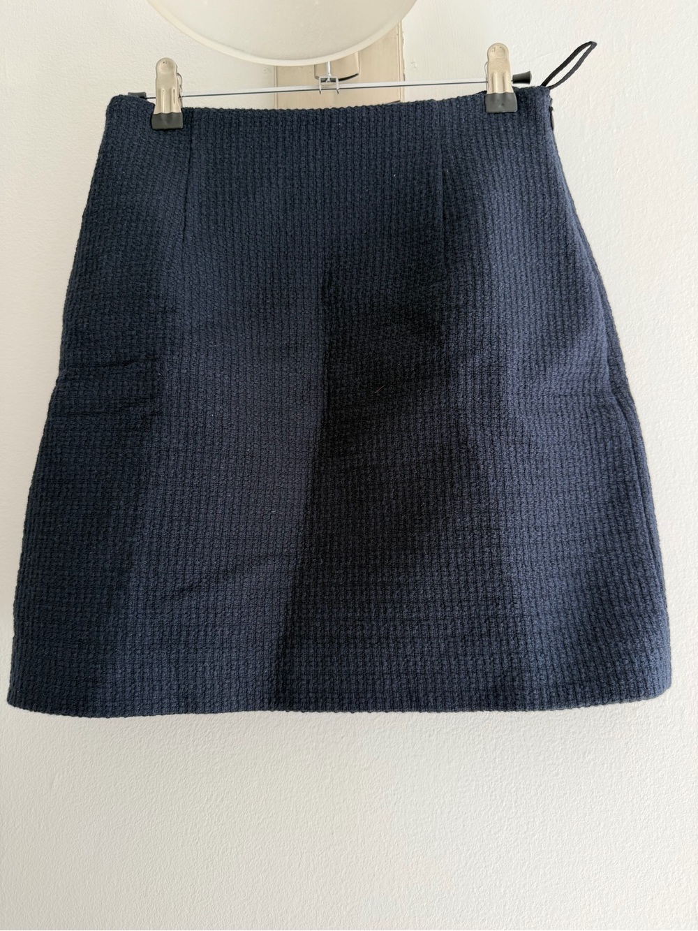 Textured Navy Mini Skirt with Structured Silhouette